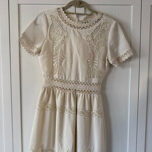 Ark & Co. Cream Lace Detail Fit & Flare Mini Dress Boho Romantic